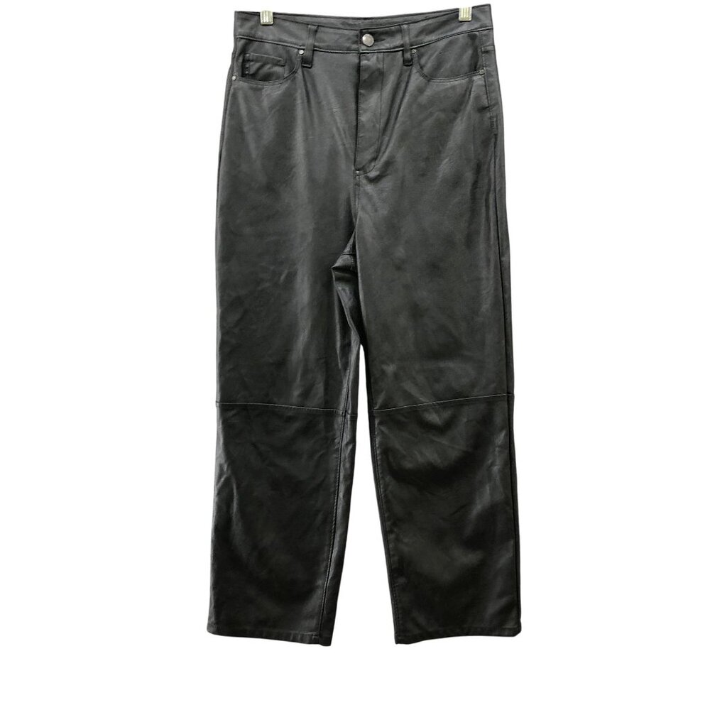 Blank NYC Faux Leather High Waisted Straight Pants Womens Sz 29 Black Relaxed